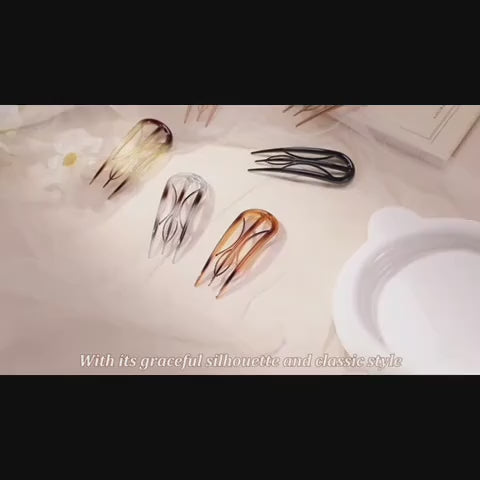 French Hair Clips 3-Pack - U-Shaped Vintage Acetate Hairpins for Updos, Buns & Ponytails, Gentle Grip for All Hair Types